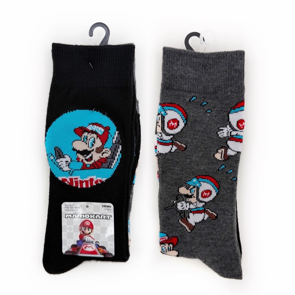 Nintendo Super Mario Kart Crew Socks Mens Womens Video Game Gift Switch N64